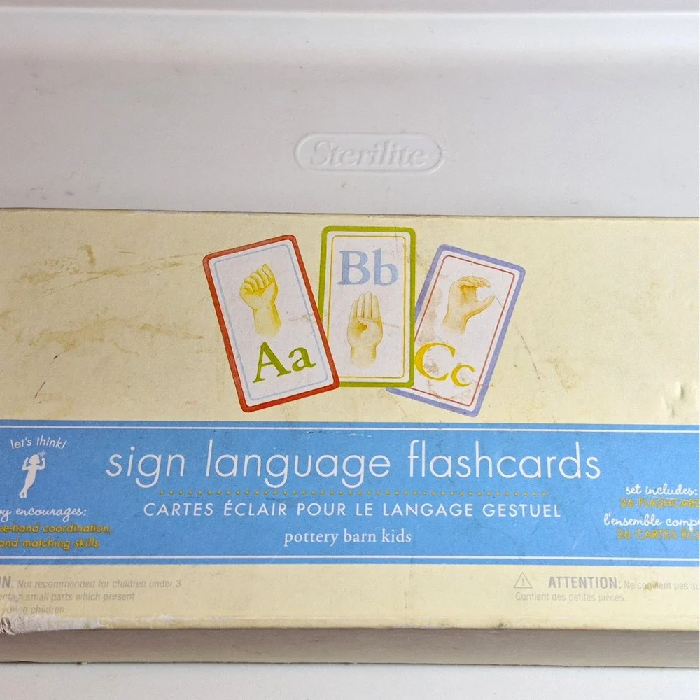 Pottery Barn Kids Sign Language Cards, 25-Card Letters Set Ages 3+ missing the A